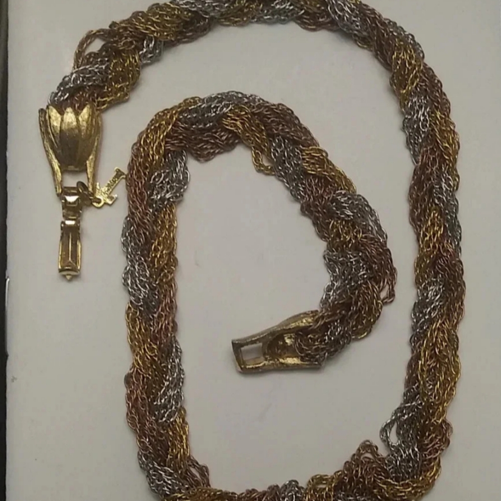 Vintage Trifari Tricolor chain necklace